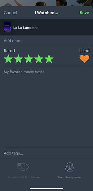 Letterboxd review of La La Land