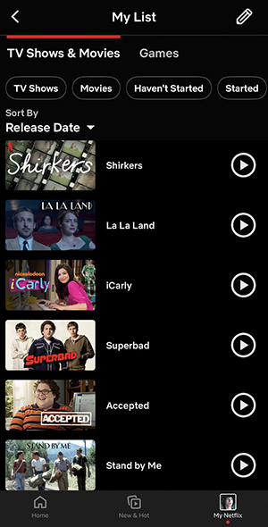 My list on Netflix